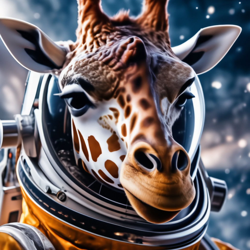 Жираф 🦒 космонавт, в открытом …» — создано в Шедевруме