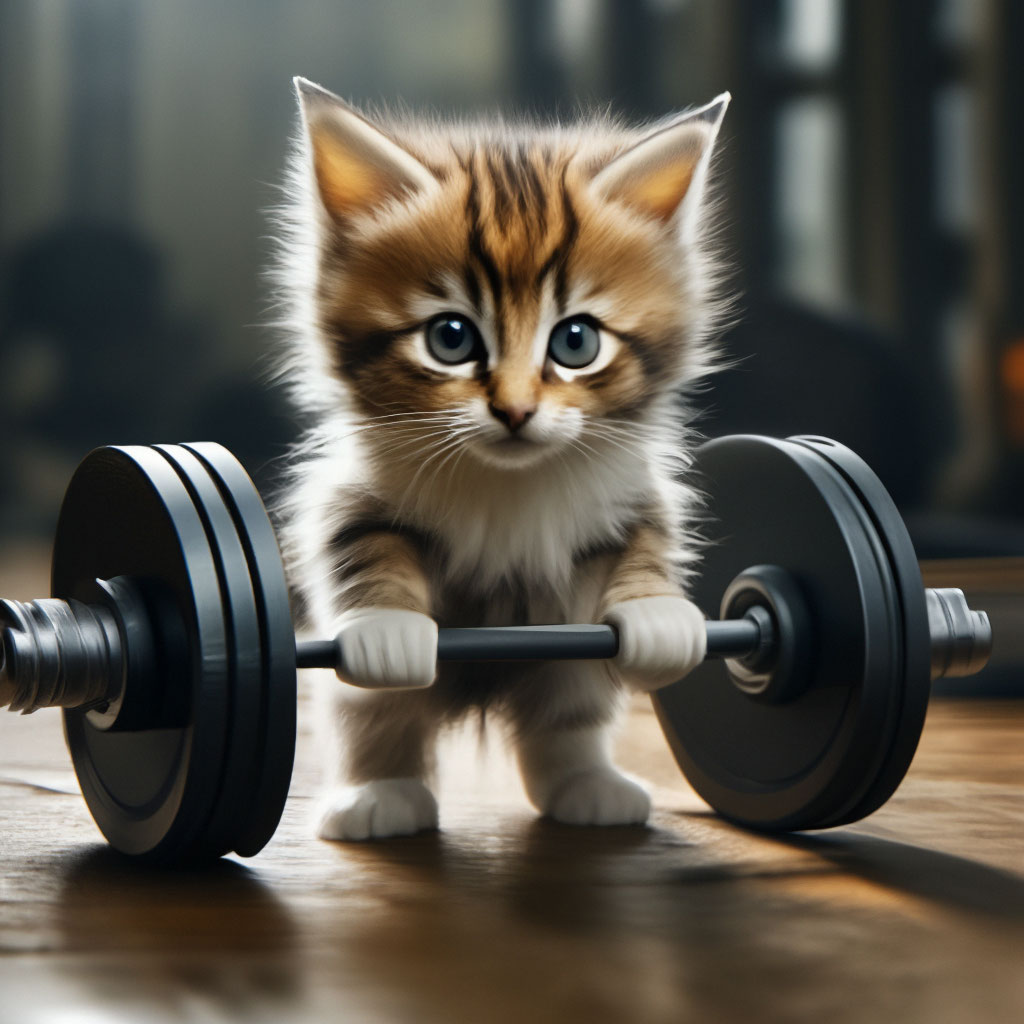 Котик со штангой