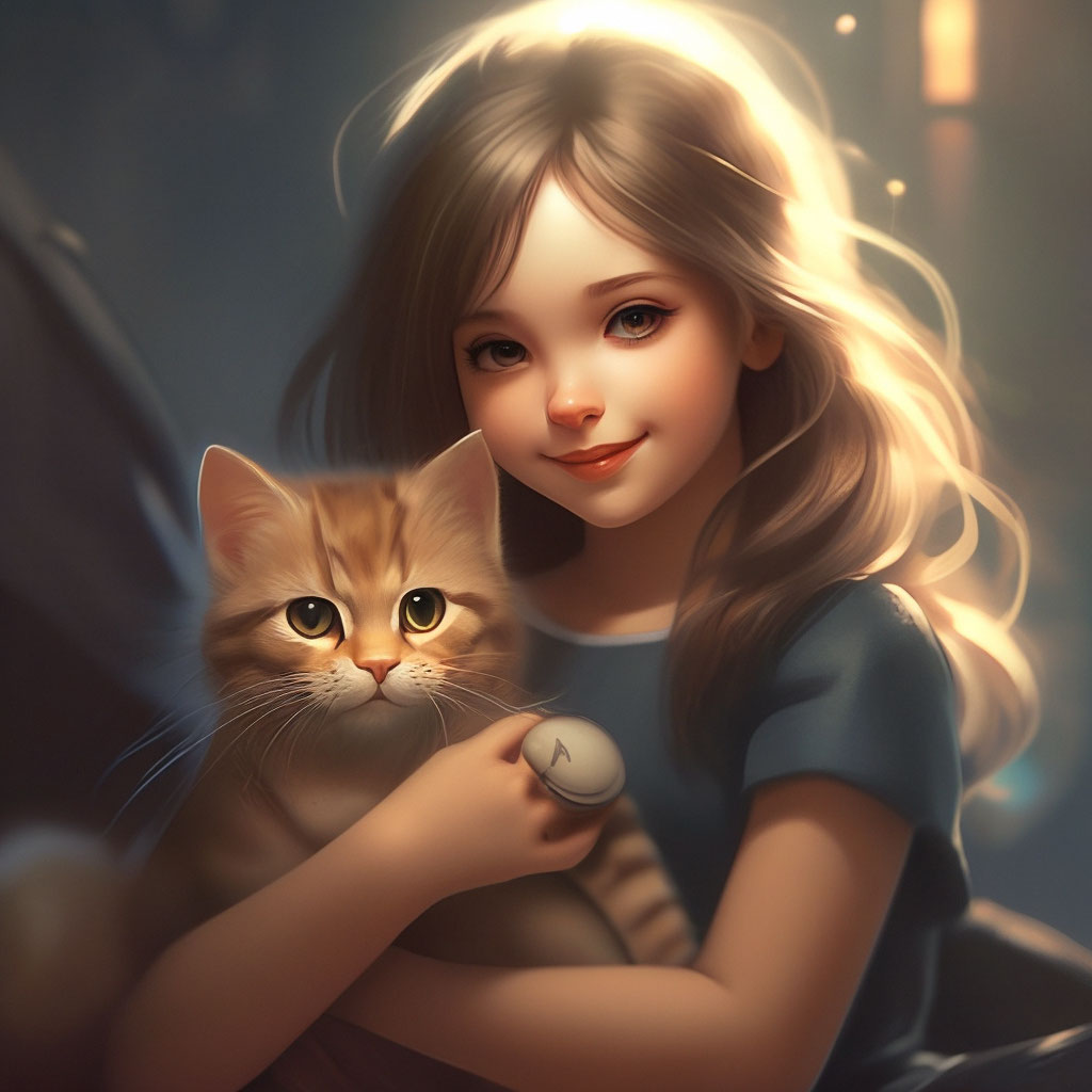 Девочка с кошкой картинка