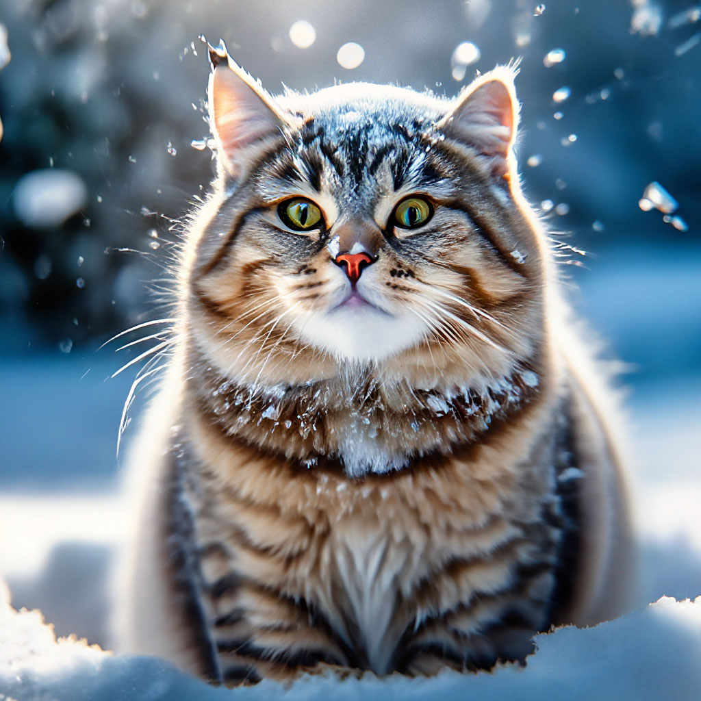 Снежный кись. толстый кот в снегу…» — создано в Шедевруме