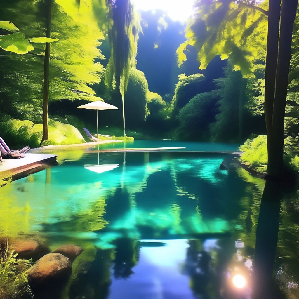 Бассейн эстетика лето лес природа …» — создано в Шедевруме