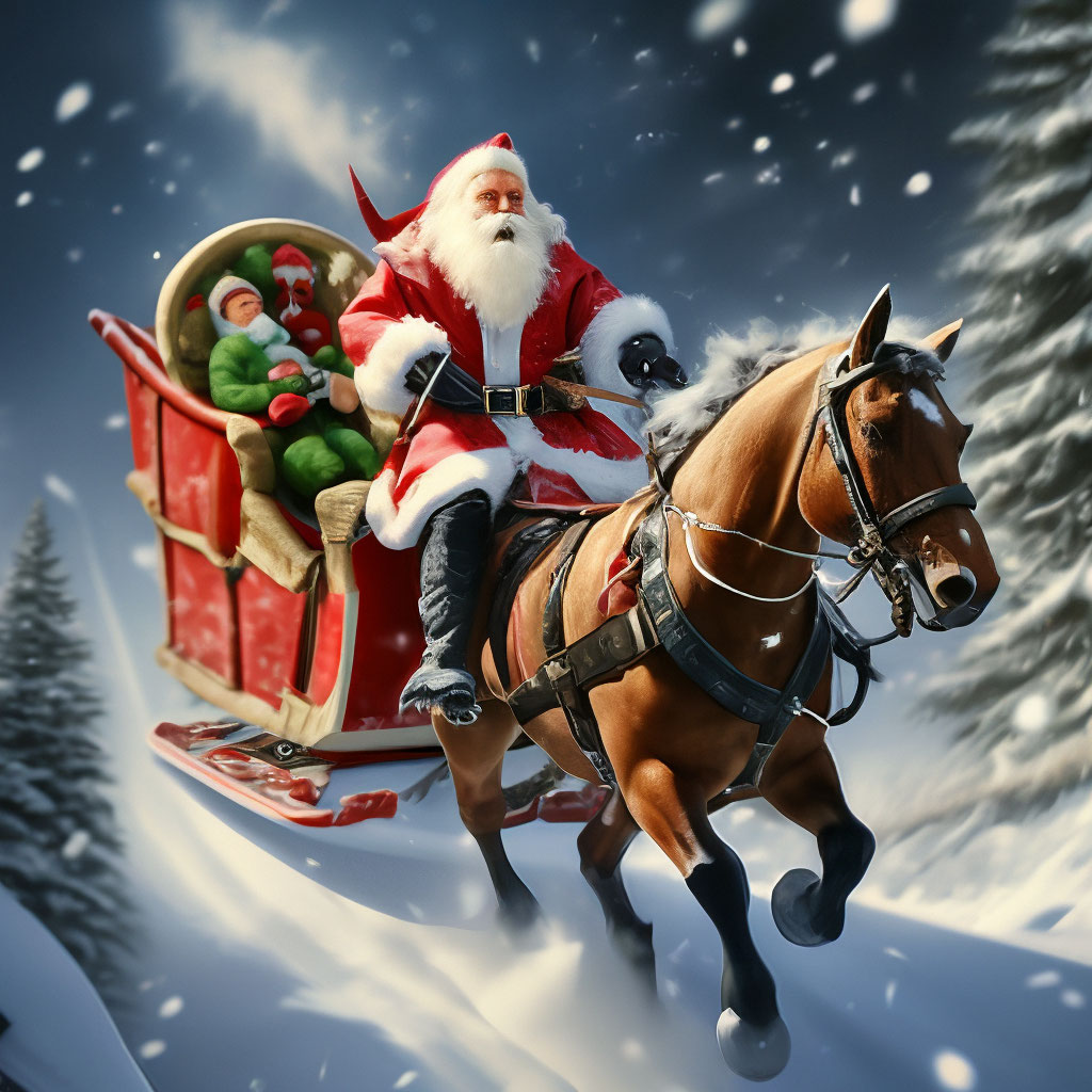 Дед мороз санях лошадьми Изображения – скачать бесплатно на Freepik
