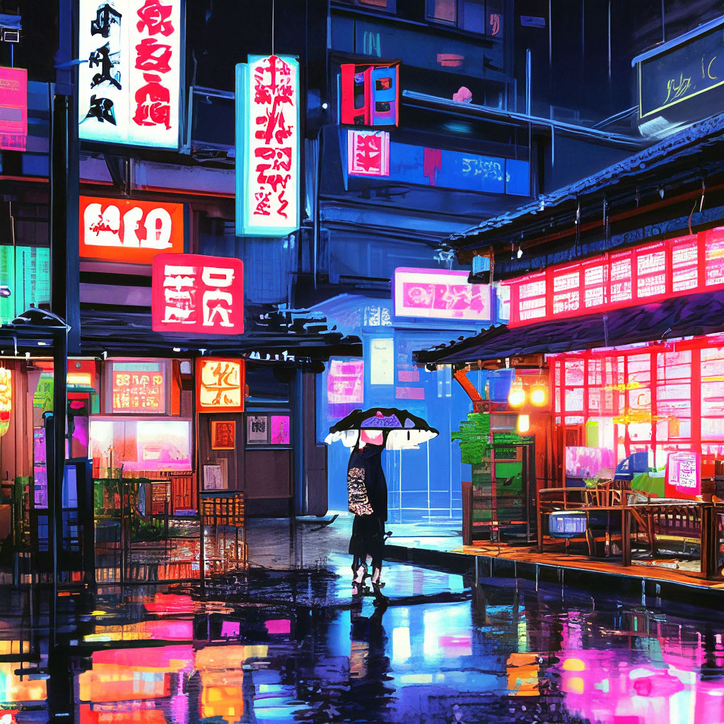 Pixelart, pixel art, 8 bit, night tokyo, cyberpunk, neon signs