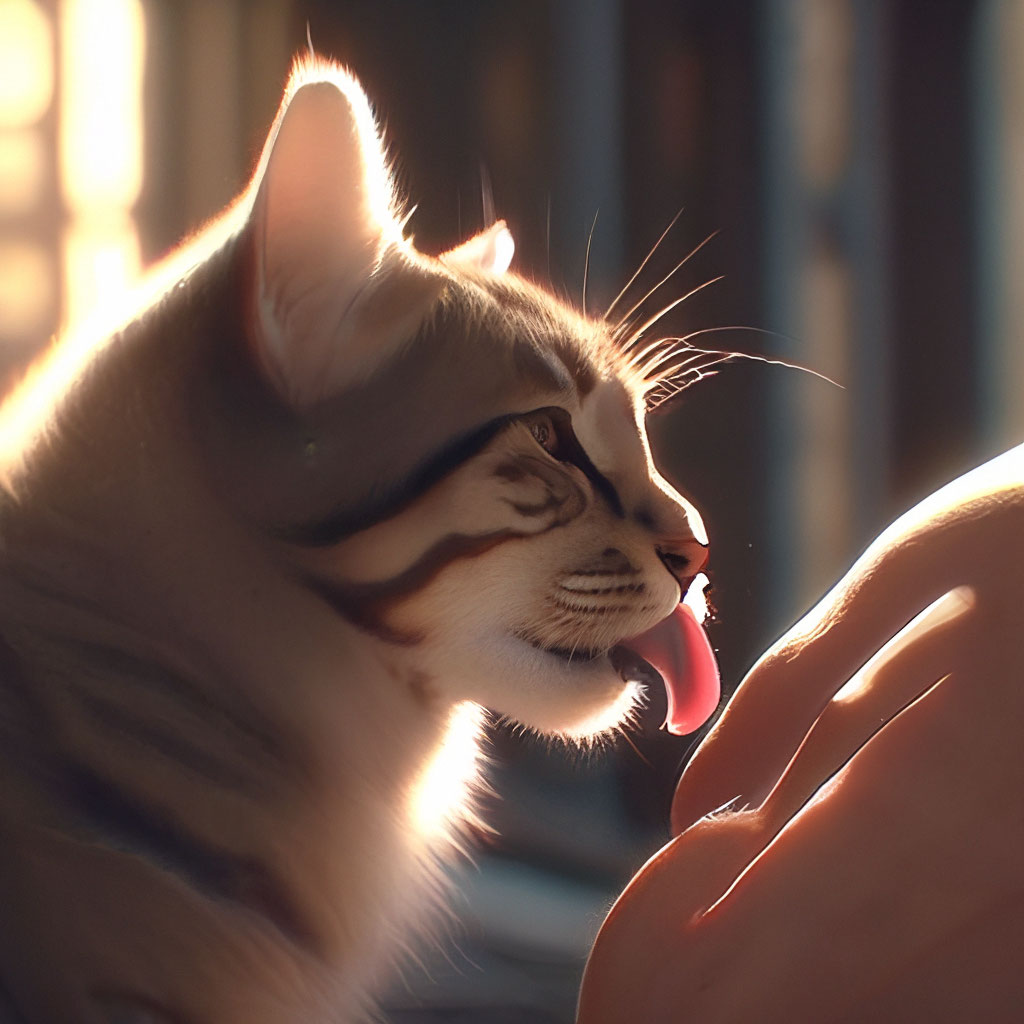 Гифка, кинематографично, кошка лижет …» — создано в Шедевруме