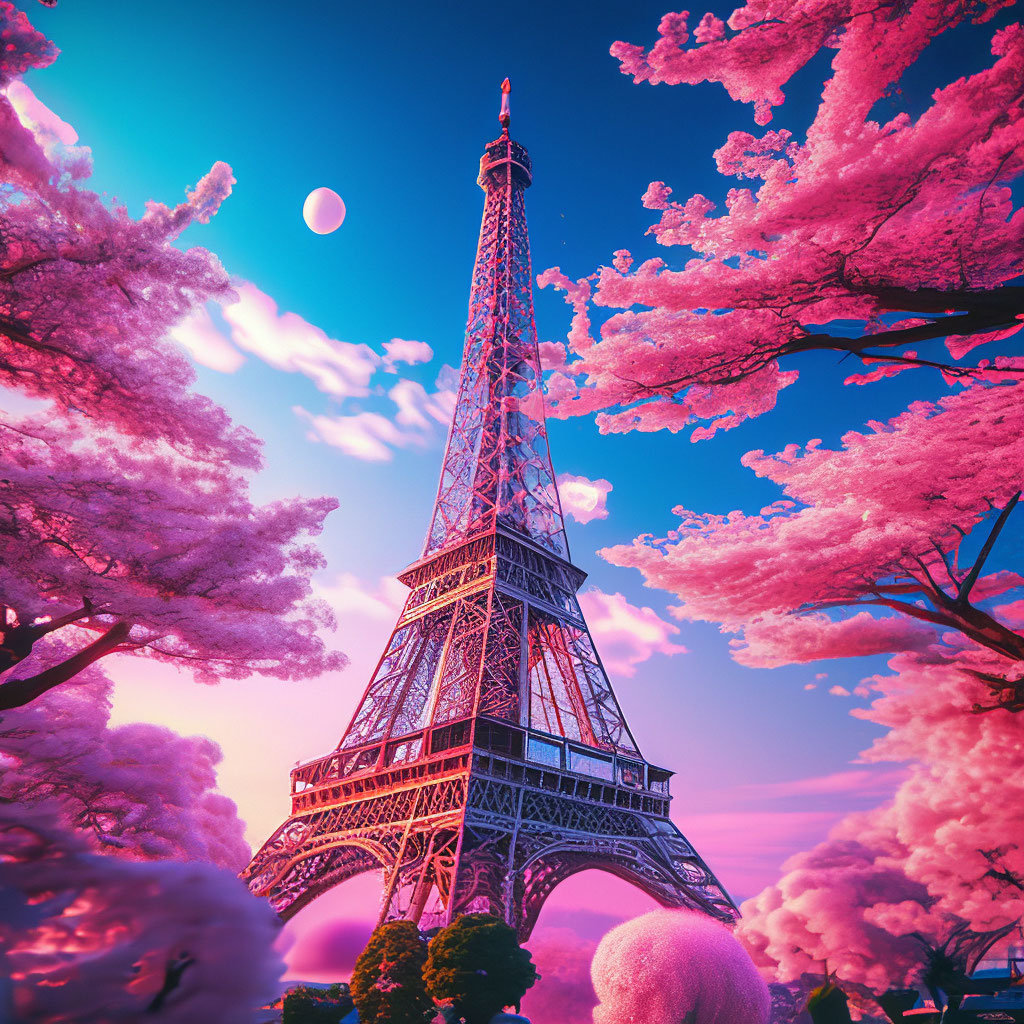 «Эйфелева башня в Японии, сакура, 4k…» — создано в Шедевруме