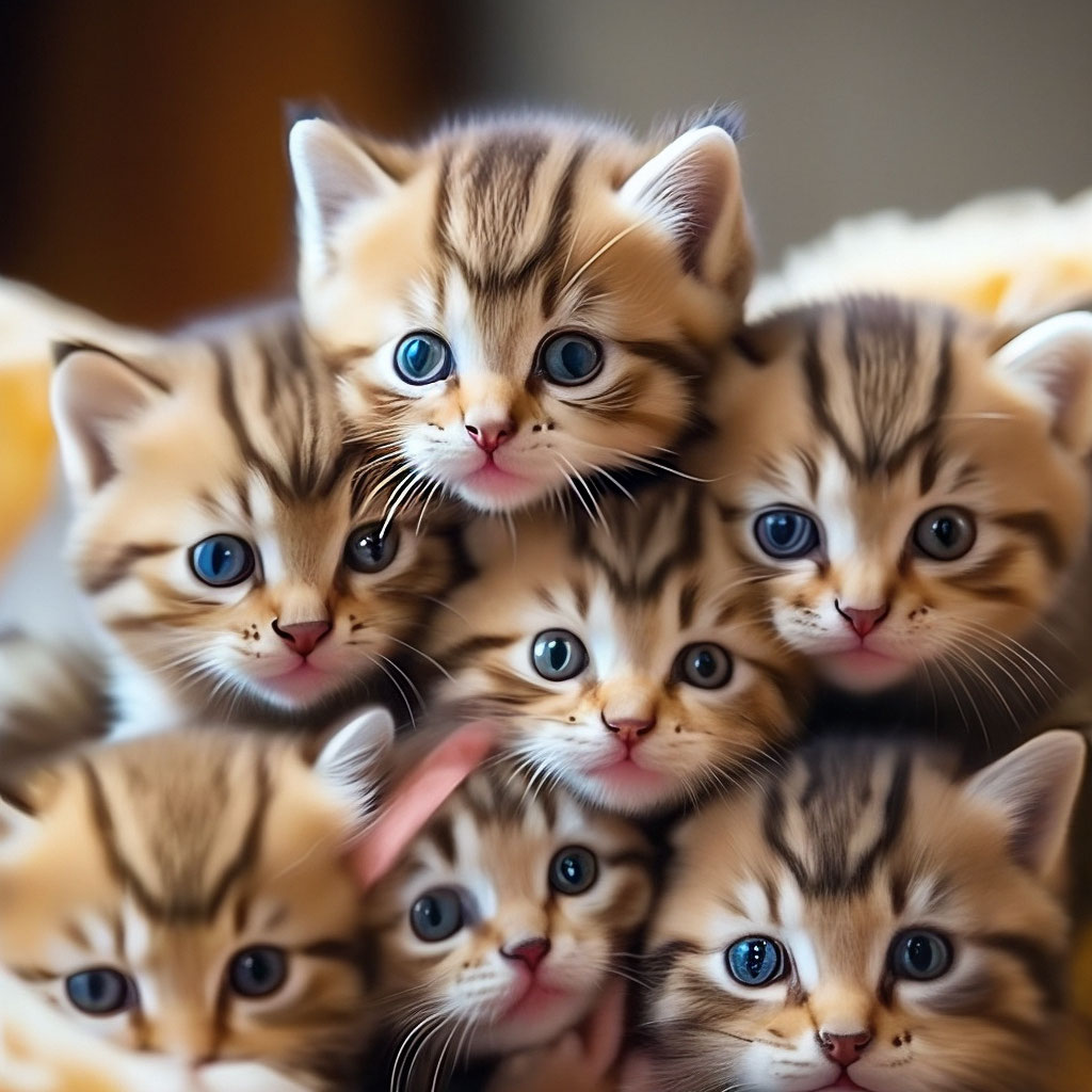 Огромное количество маленьких котят , …» — создано в Шедевруме