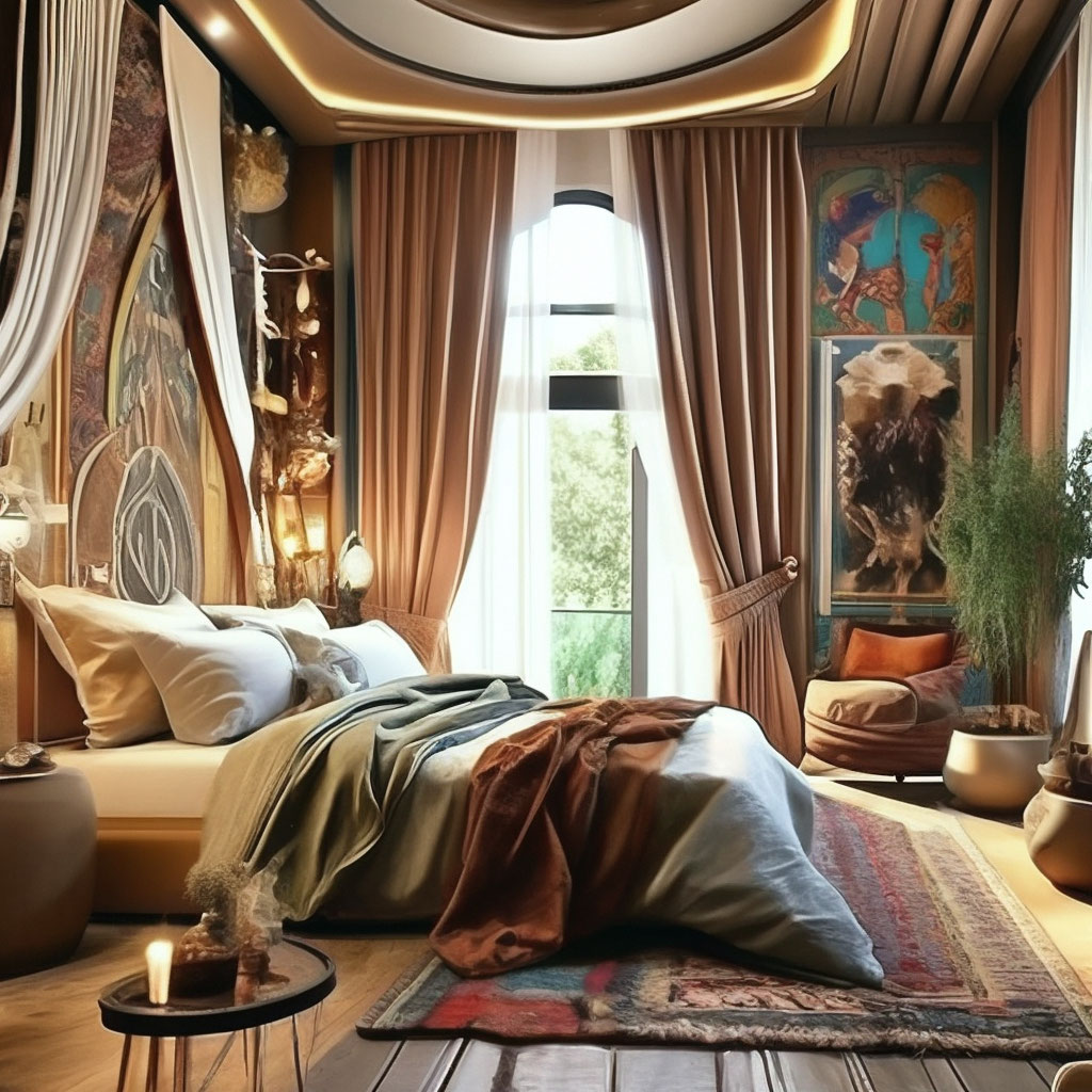 Шикарный и богатый интерьер спальни …» — создано в Шедевруме