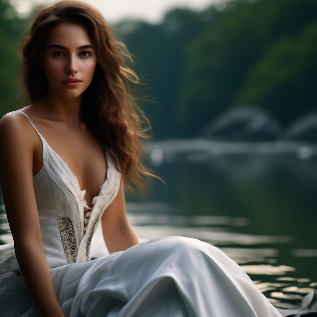 Красивая девушка в белом платье …» — создано в Шедевруме