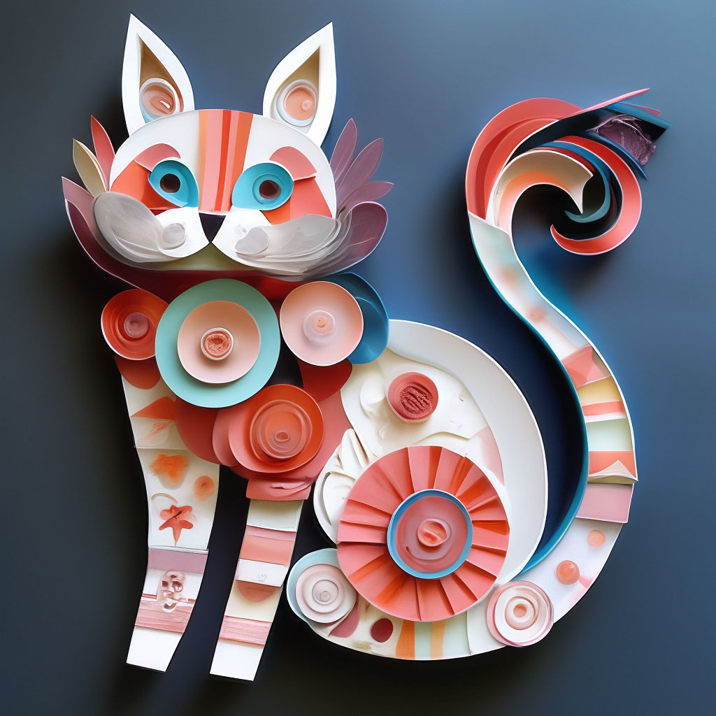 Кошка из бумаги, аппликации» — создано в Шедевруме