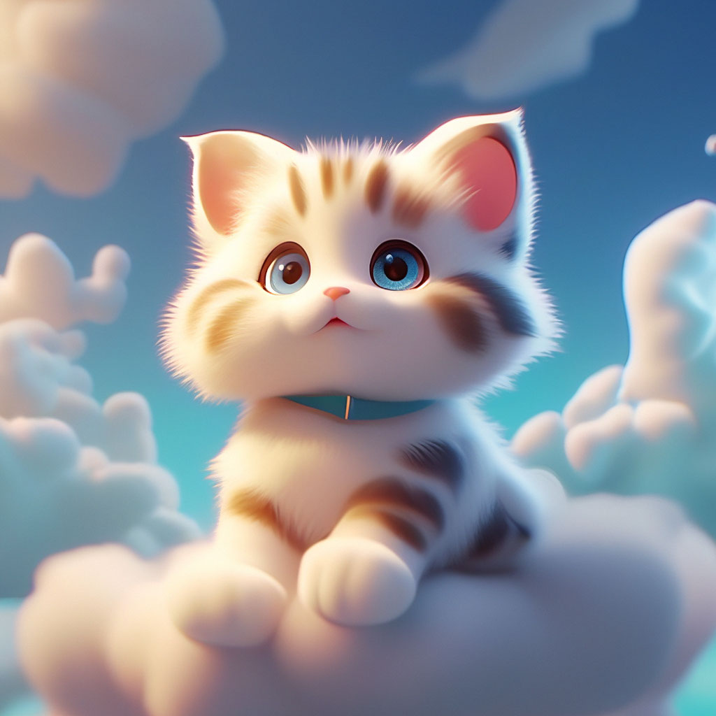 Покажи фото мультяшных котиков "Cloud cat cute,cartoon,mimic,4k,." - image created in Shedevrum