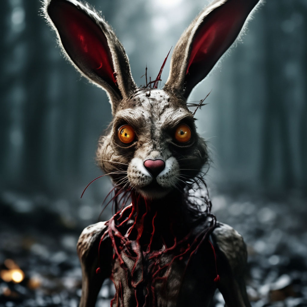 Детализированная кукла кролика в готическом стиле