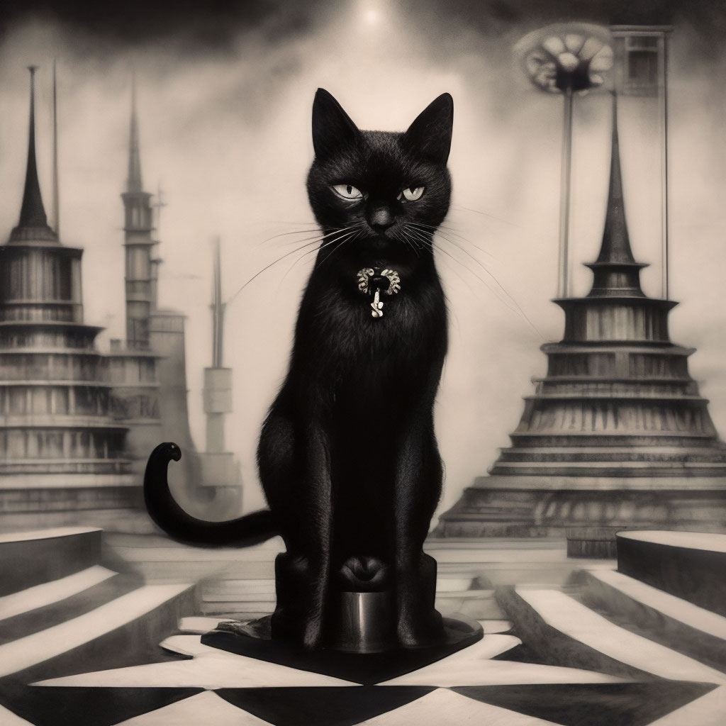 Чёрный кот стоит и написано ъуъ…» — создано в Шедевруме