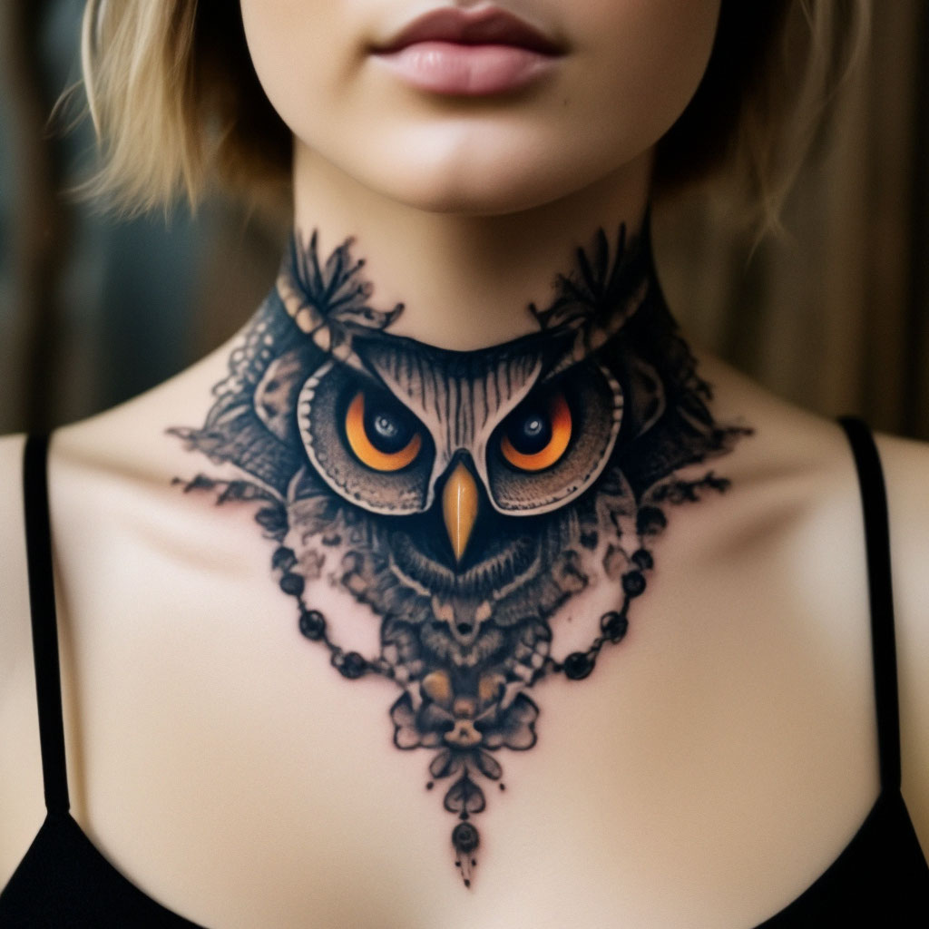 птицы улетающие ввысь - татуировка на шее женская - фото - tatufoto.com