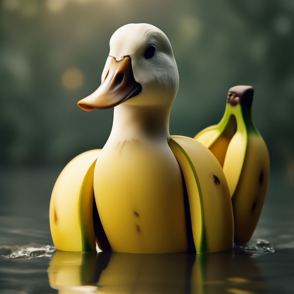 "Banana and duck hybrid🍌🦆" — image created in Shedevrum