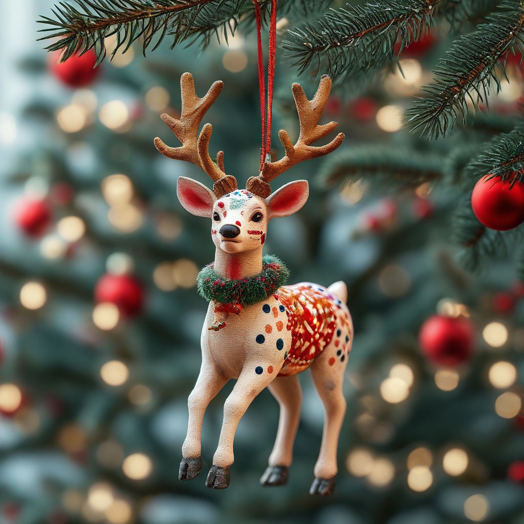 "A snow deer with a red nose and big horns in a New Year's hat" — image ...