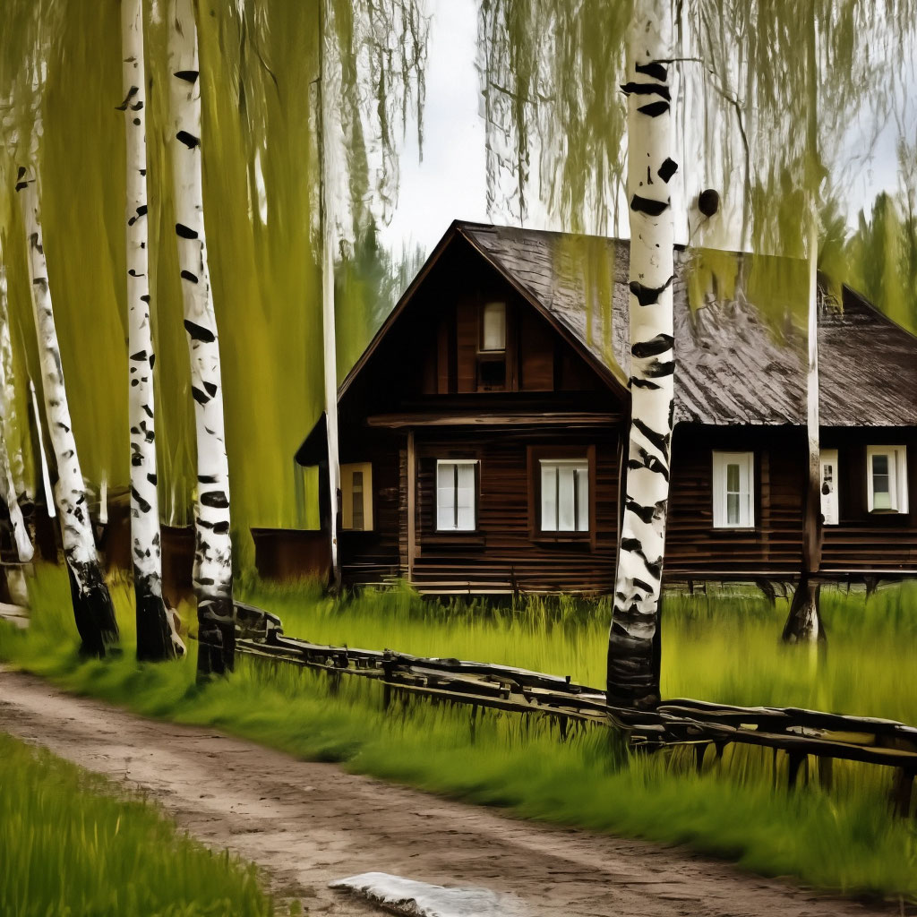 Россия, красивый деревенский дом с садом и огородом