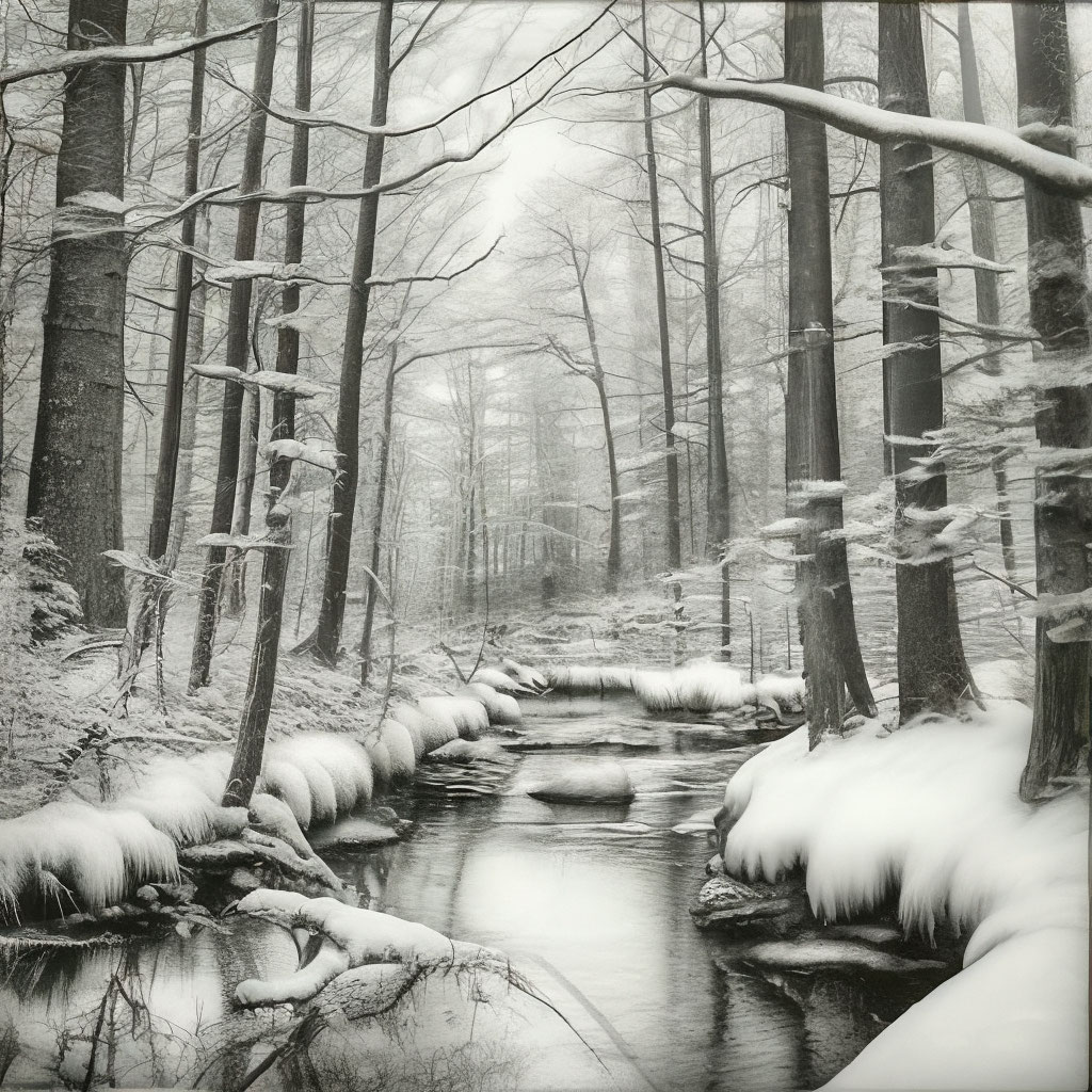 Зимний лес Раскраска картина по номерам на холсте KK0651