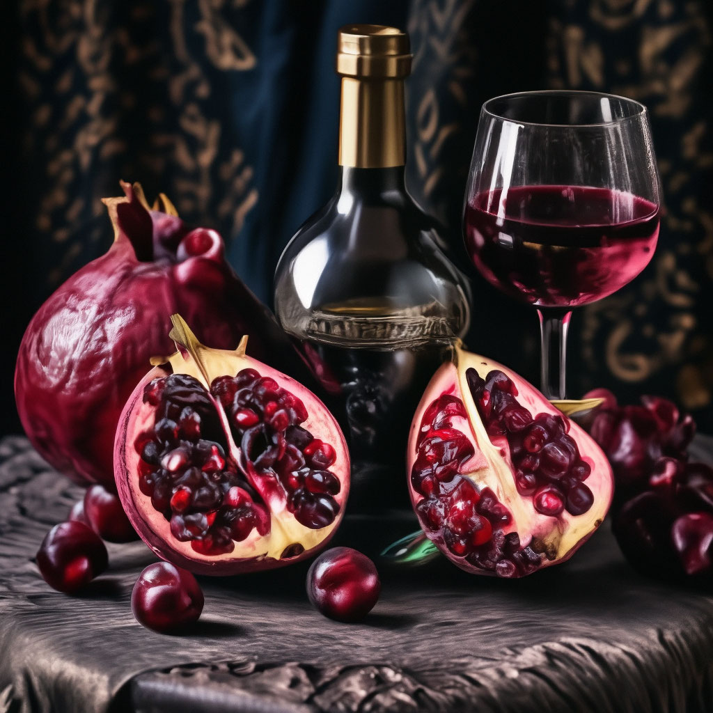 Гранат+бутылка вина, натюрморт, …» — создано в Шедевруме