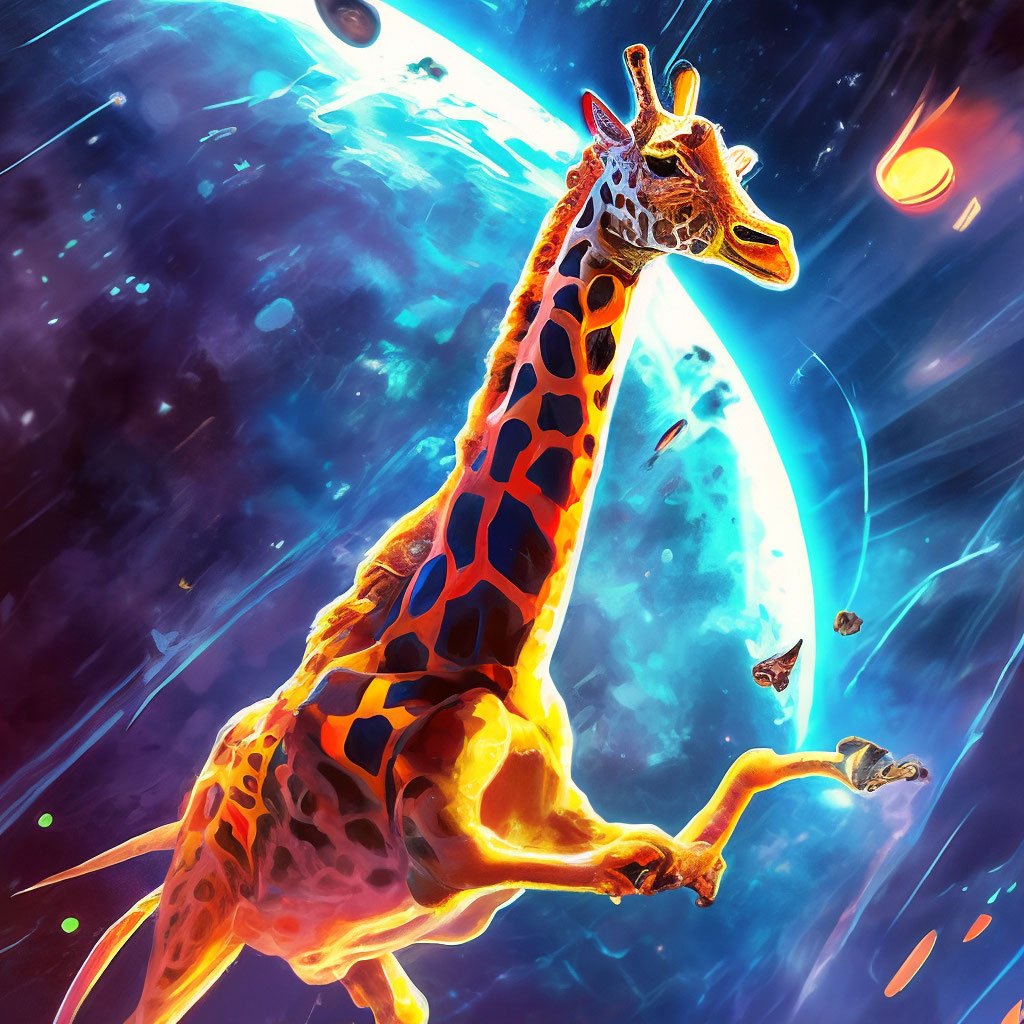 Жираф летит в космосе» — создано в Шедевруме