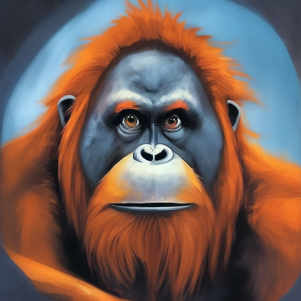 Очень хитрая обезьяна орангутанг, …» — создано в Шедевруме