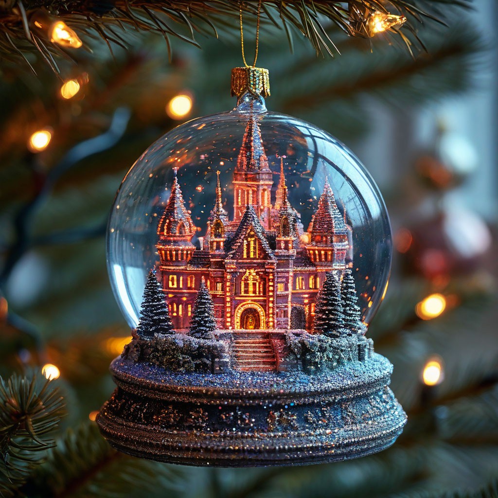 "A fabulous vibe snow globe with a castle inside" — image created in ...