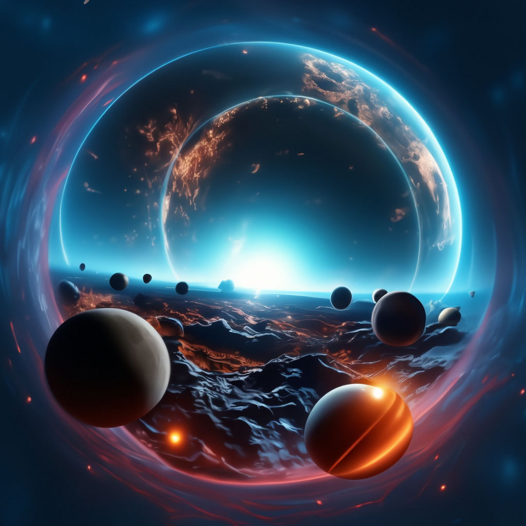 "🌐 space, planets, stars, neon, photo…" — image created in Shedevrum