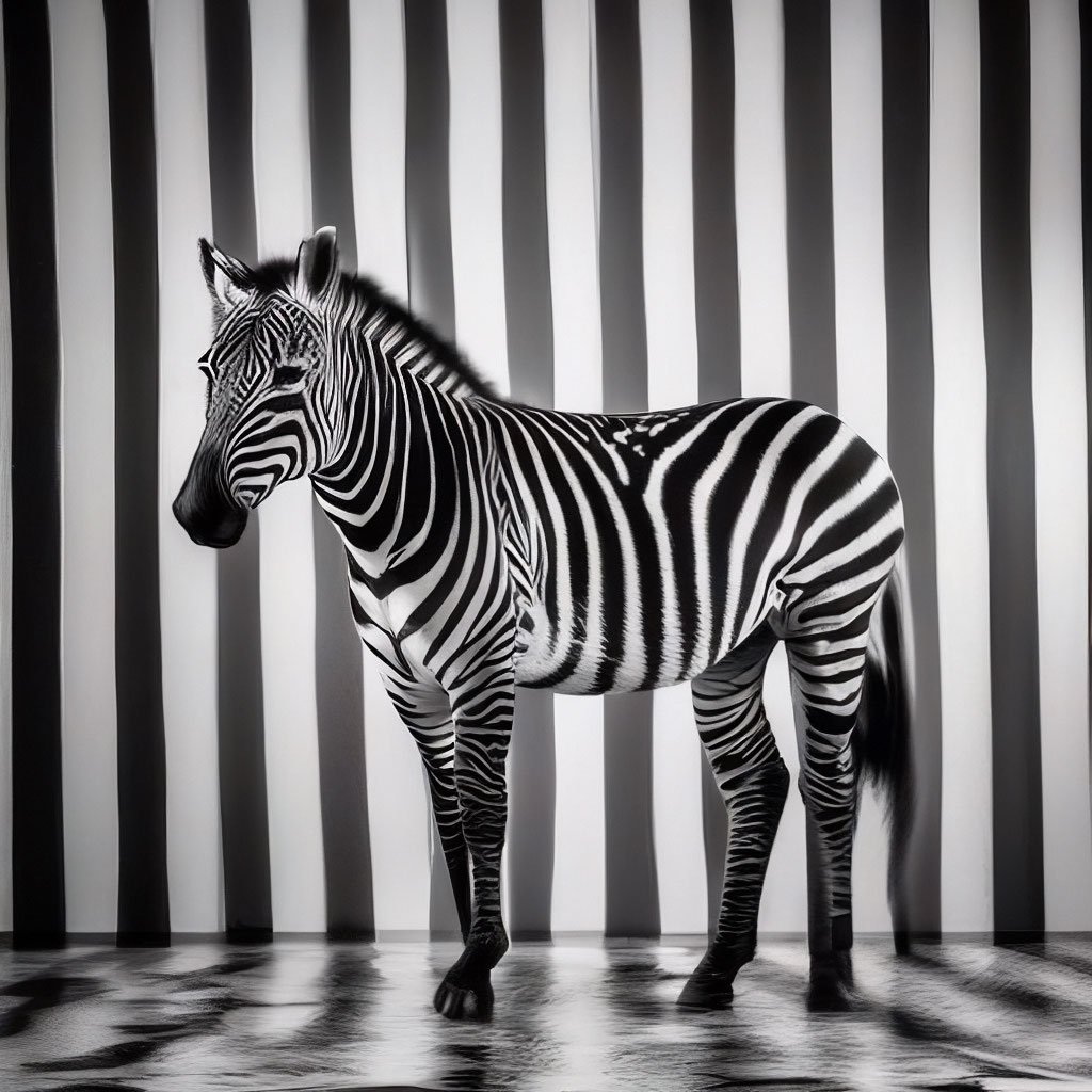 Целая зебра на фоне черно белых …» — создано в Шедевруме