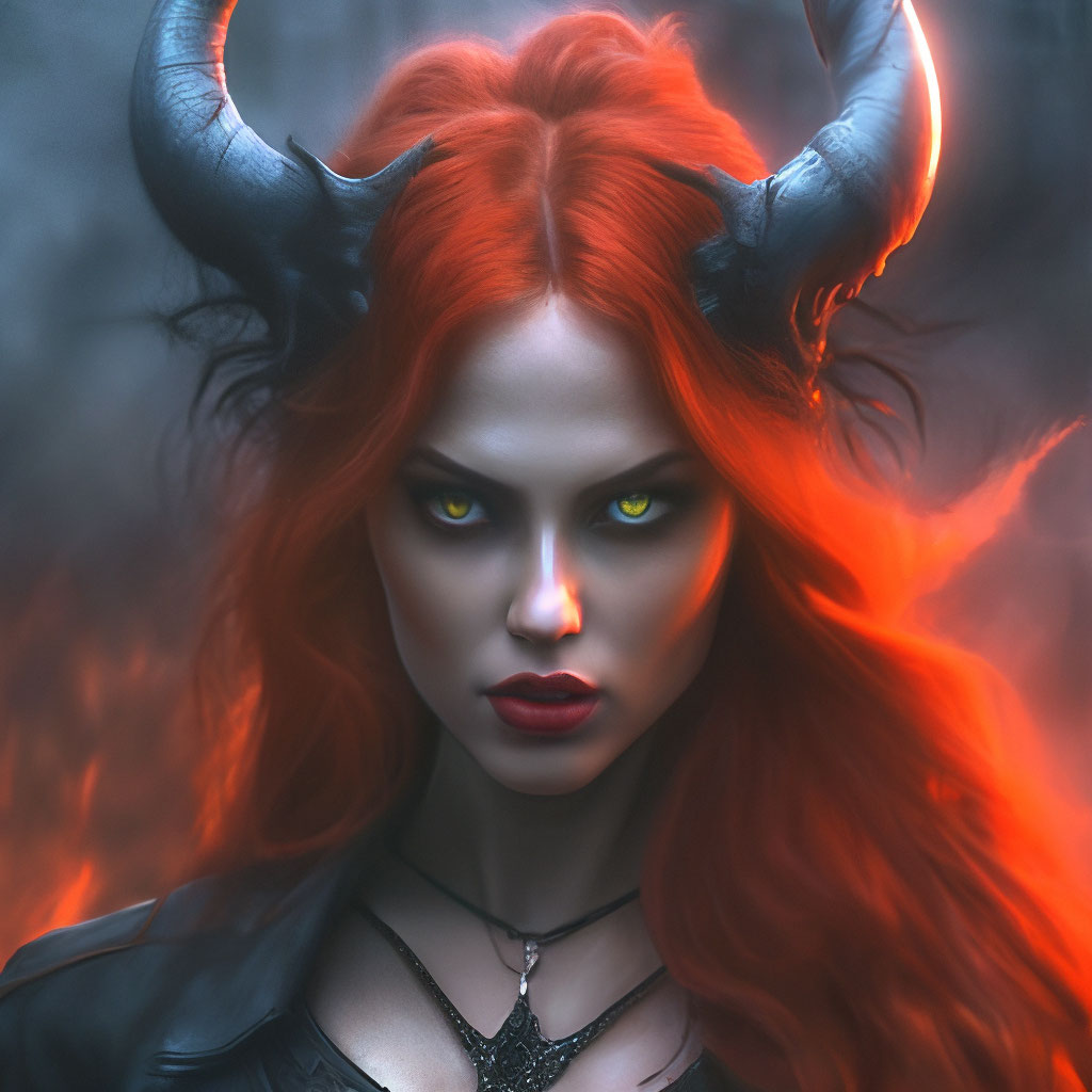 Оксана: красивая девушка демон. …» — создано в Шедевруме