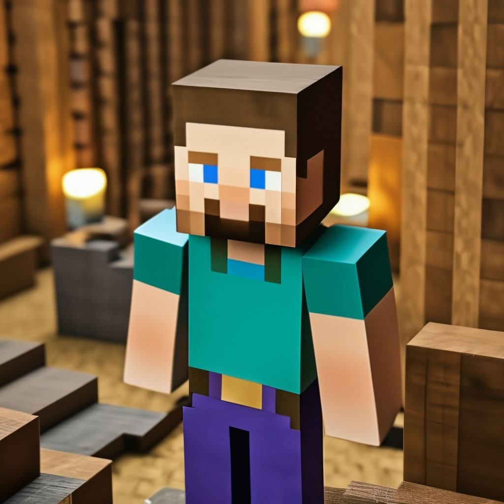 Minecraft Стив в шахте» — создано в Шедевруме