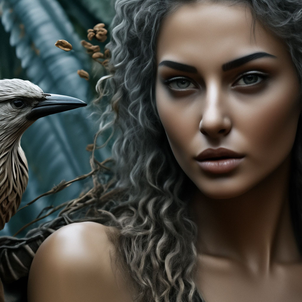 Барельеф эльф красивая девушка птица…» — создано в Шедевруме