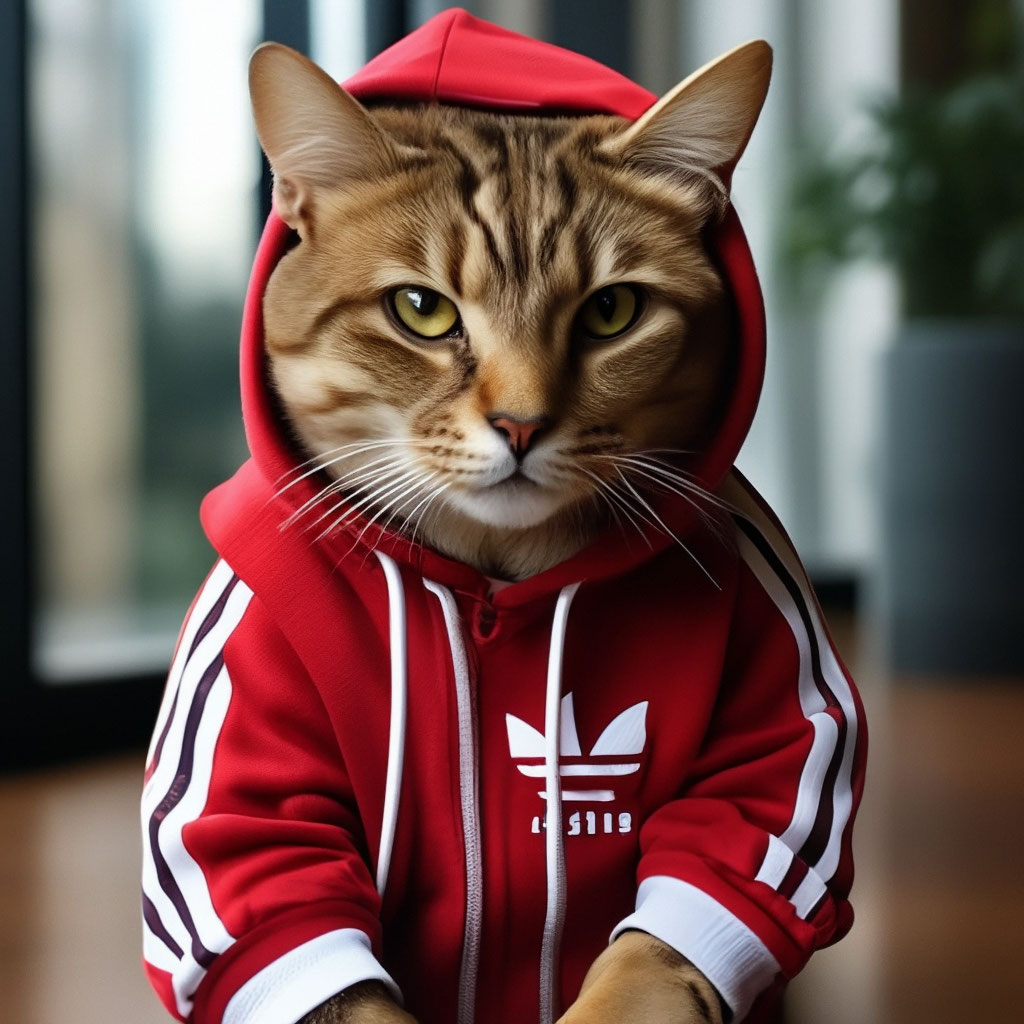 The cat in adidas image created in Shedevrum