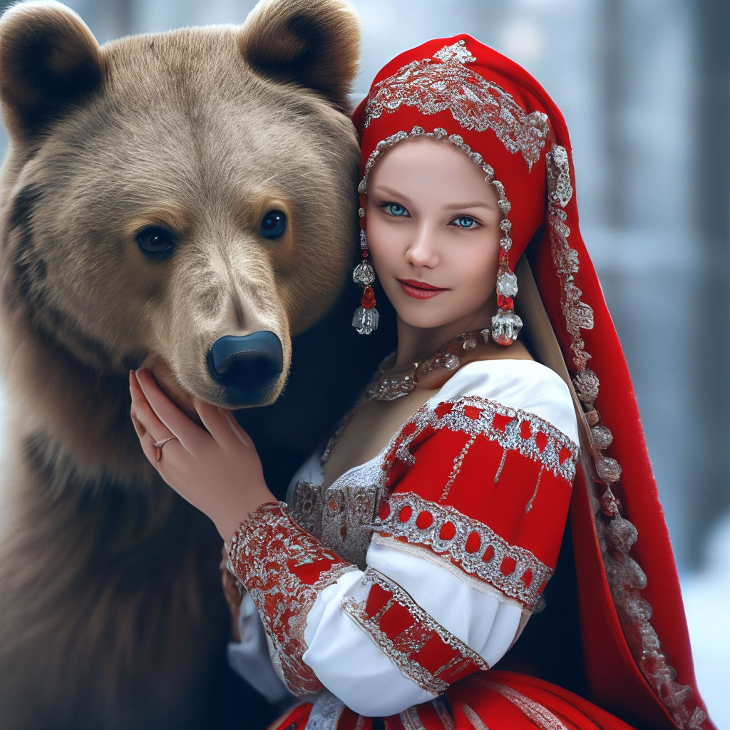 Медведь и девушка рисунок - 81 фото