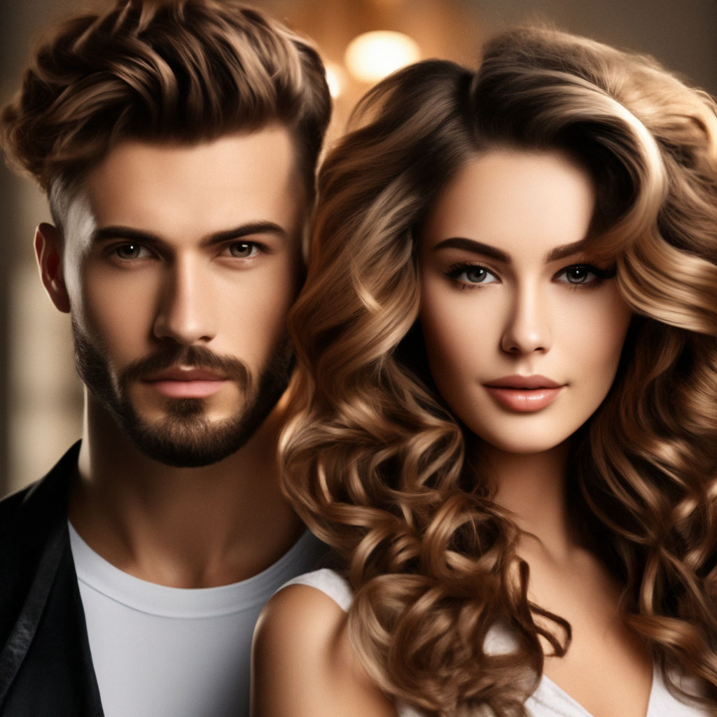 Girl and guy hairdresser. hair …