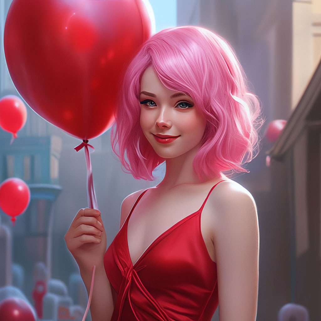 Девушка красивая с розовыми волосами…» — создано в Шедевруме