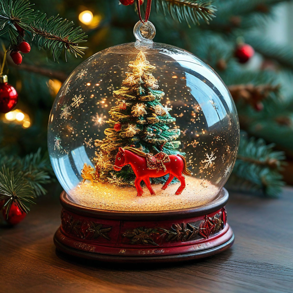 "Make a toy in the form of a snow globe with snowflakes falling inside ...