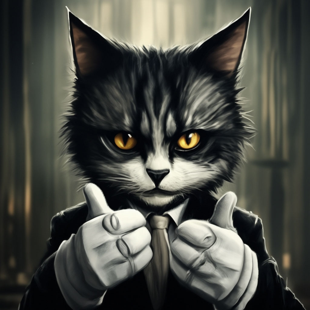 Страшный мультяшный чернилный кот с …» — создано в Шедевруме