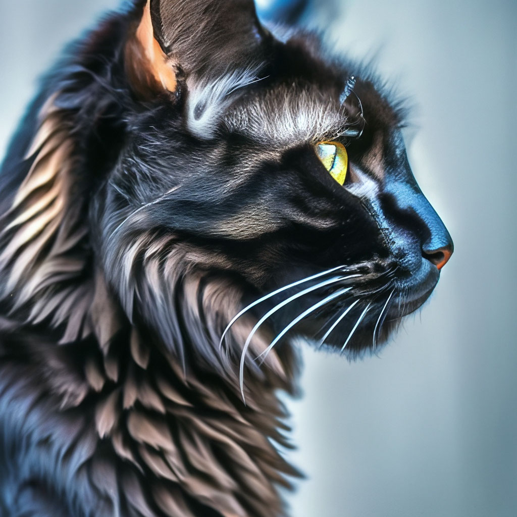 чёрный кот в профиль на …» — создано в Шедевруме