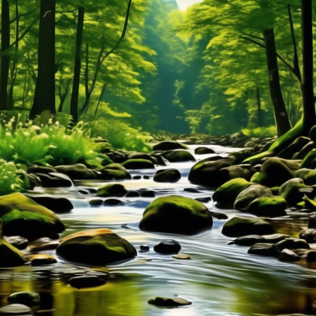 Пейзаж,лето В лесу ручеёк,красота…» — создано в Шедевруме