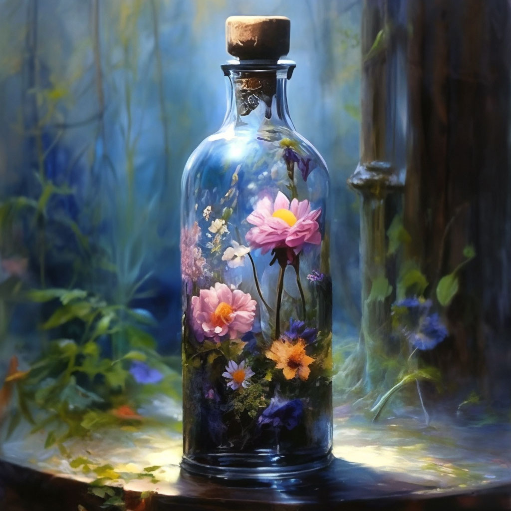 Сухие цветы в бутылке