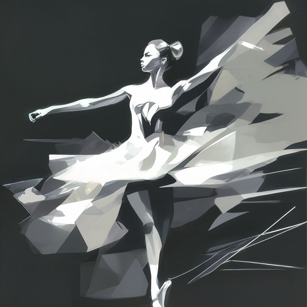 Балет, Эскиз белым цветом на черном…» — создано в Шедевруме
