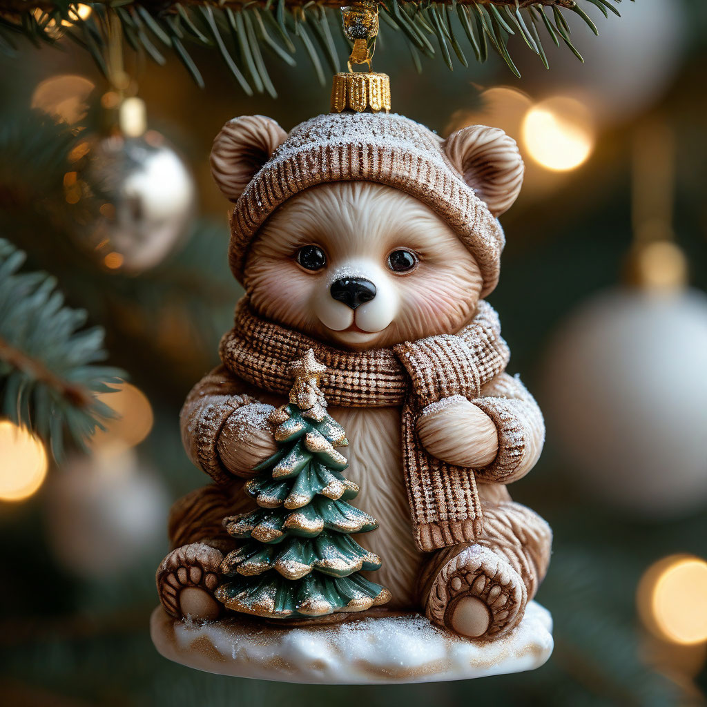 "The shape of a bear cub in a scarf and a hat, and in his hands he has ...