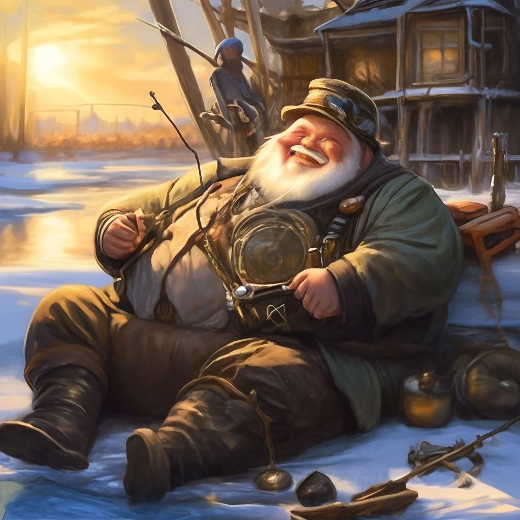 Как сейчас выглядит рыбак "An old fat fisherman, smiling, sleeps." - image created in Shedevrum