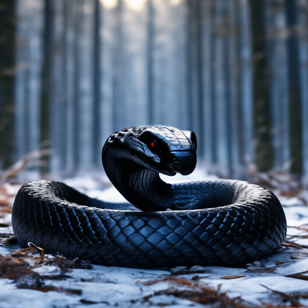 Большая черная кобра стоит в стойке…» — создано в Шедевруме