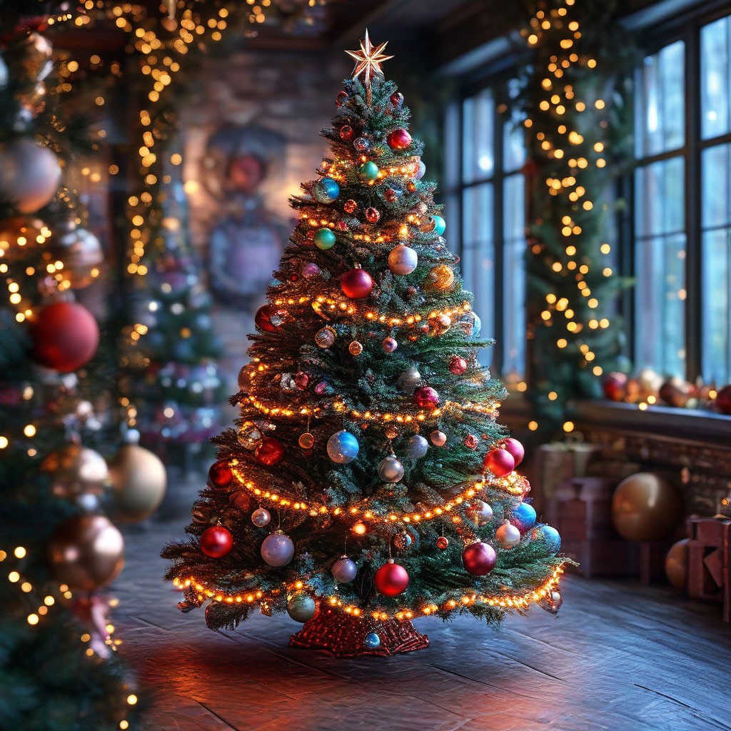 "The most beautiful Christmas tree with garlands and balloons" — image ...