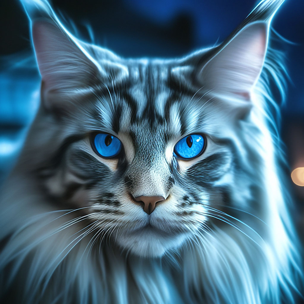 Котик мейн-кун вампир с светящиеся…» — создано в Шедевруме