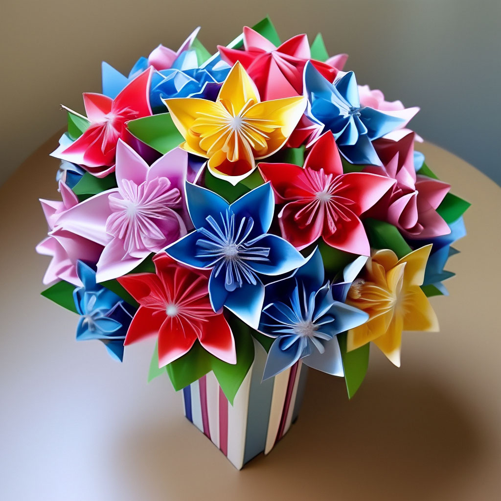 Букет цветов стиль оригами модульное» — создано в Шедевруме