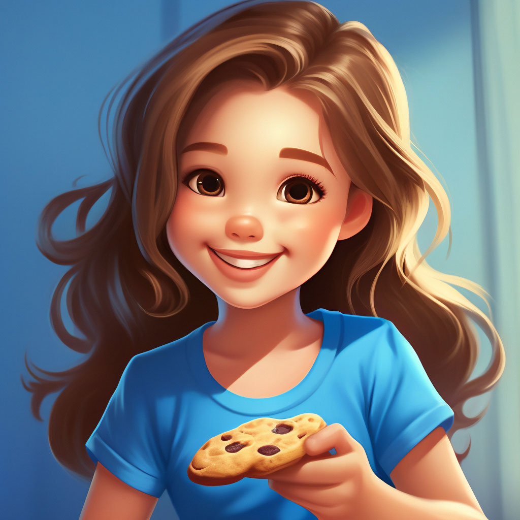 Девочка лет 8 мило ест печеньку в …» — создано в Шедевруме